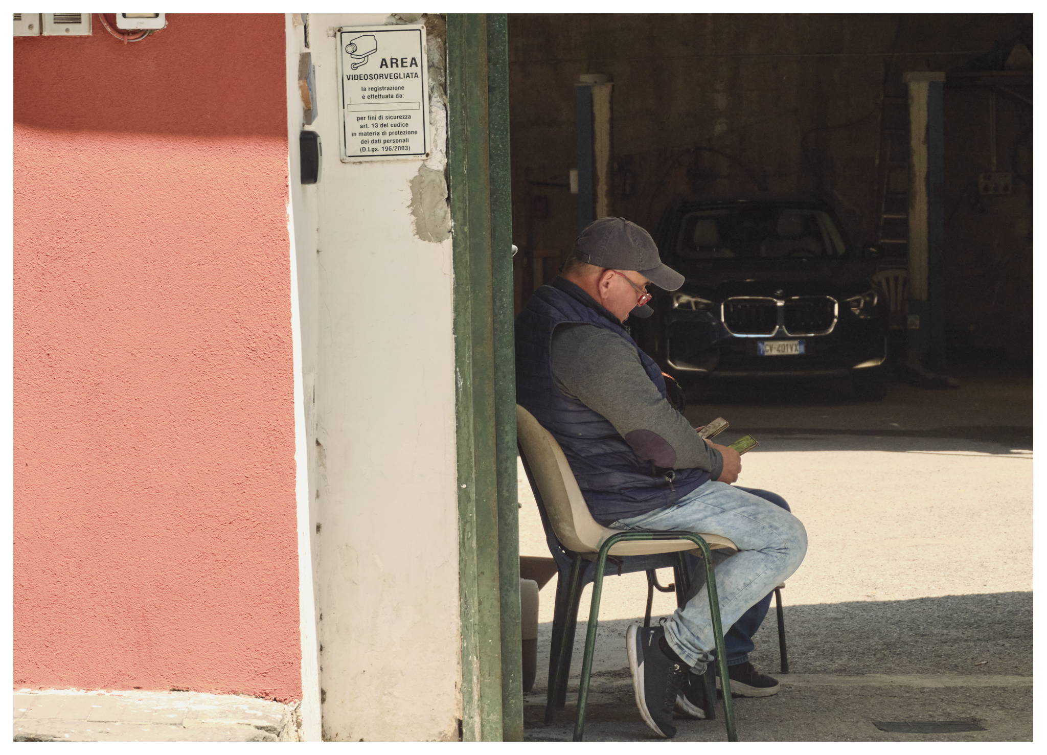Man in garage in Amalfi