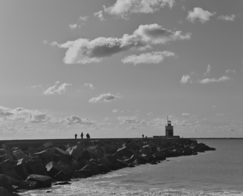 Pier Ijmuiden zwart-wit